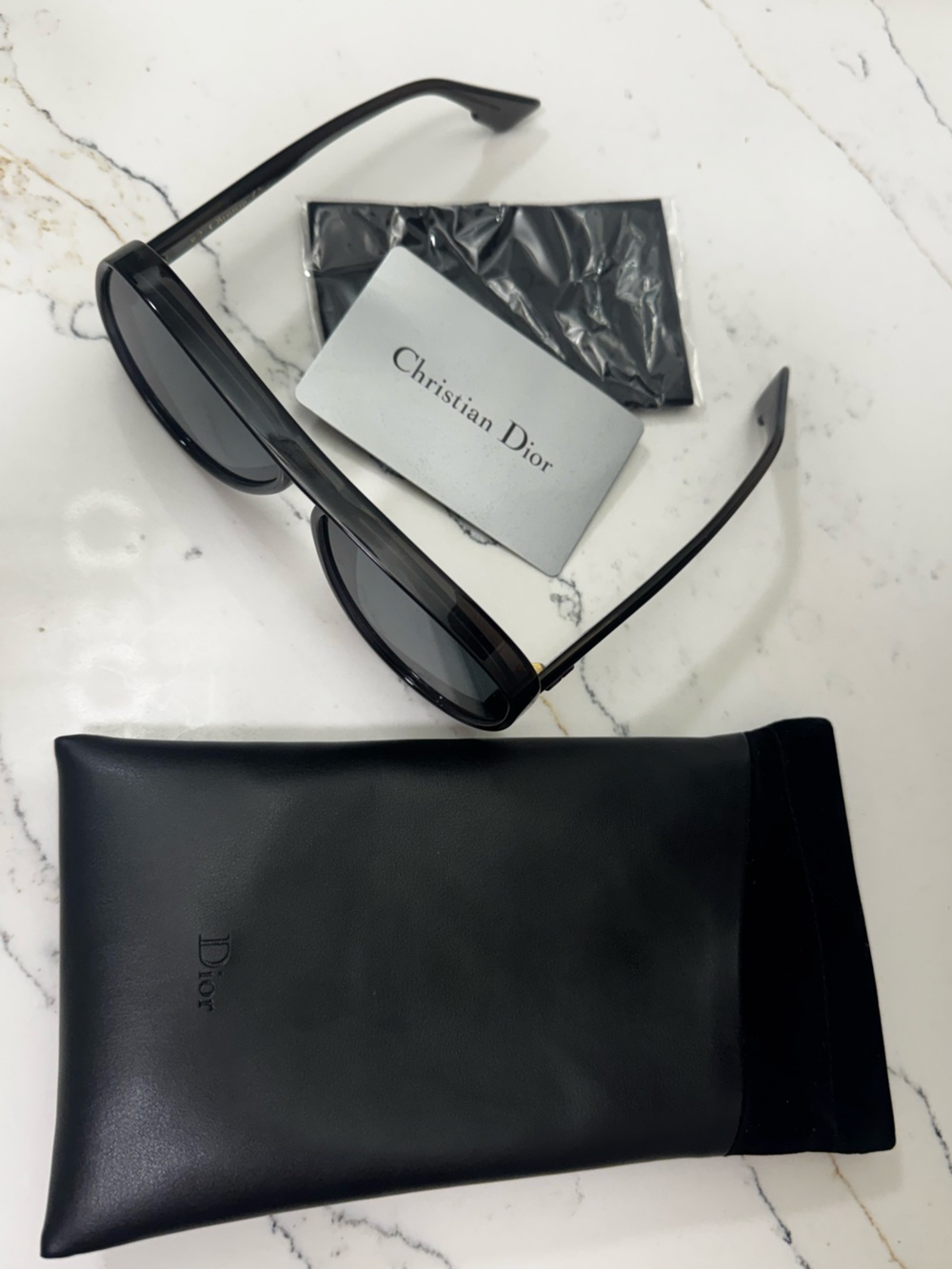 Christian Dior Lia Black Aviator Sunglasses with Gray Lenses